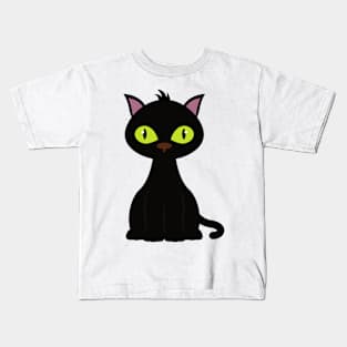 Scary Black Halloween Cat Kids T-Shirt